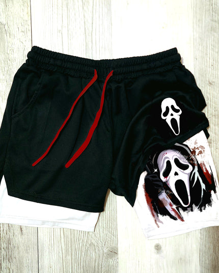 Ghost Face " Red Halloween" Gym Shorts