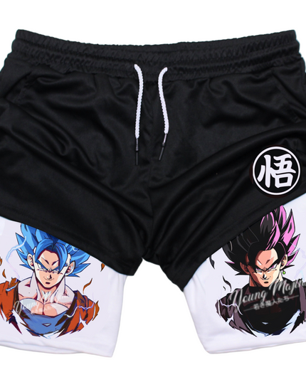 Goku Blue Vs. Goku Black Rose "Anime" Gym Shorts