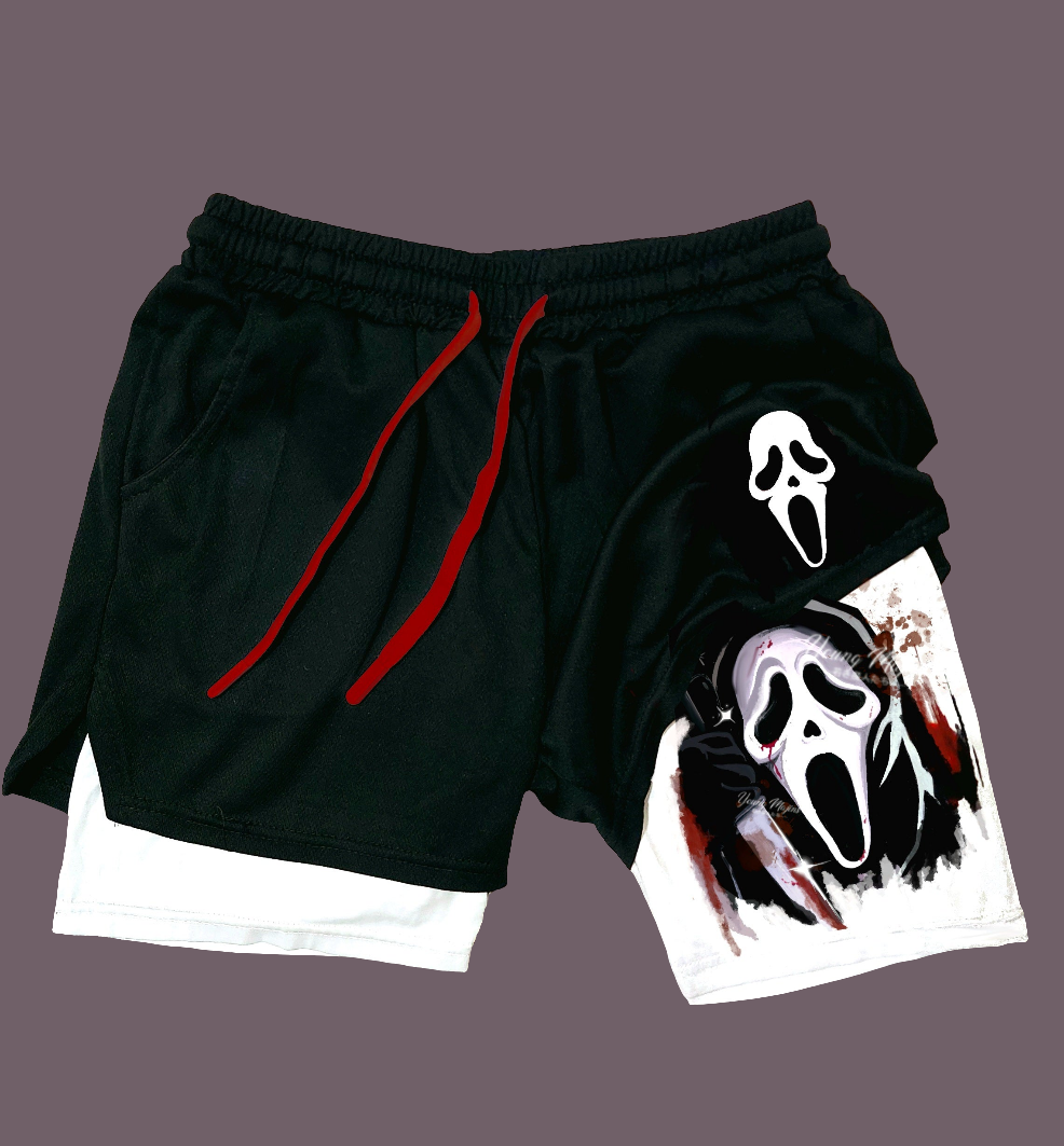 Ghost Face " Red Halloween" Gym Shorts