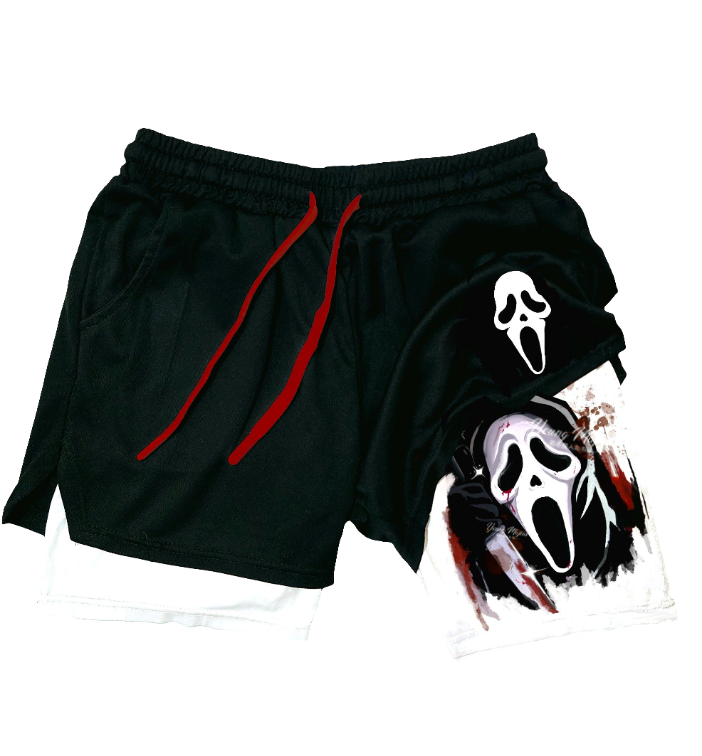 Ghost Face " Red Halloween" Gym Shorts