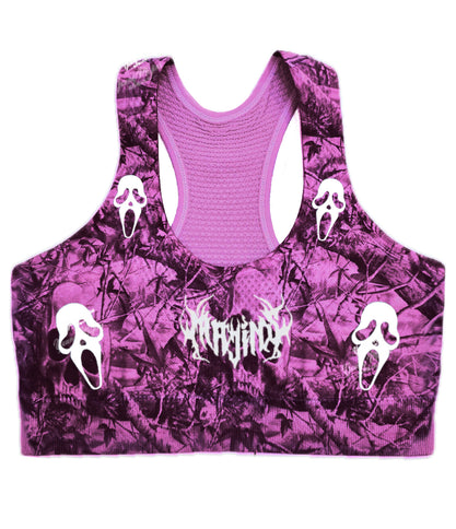 CAMO Pink Ghost Face Sports BRA